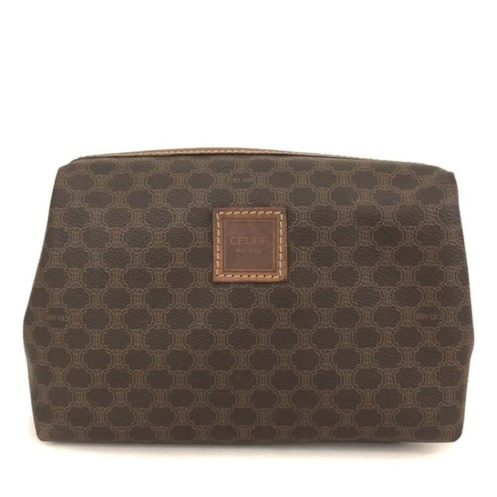 CELINE Macadam PVC Cosmetic Pouch Bag Brown/7BH0106 - Picture 1 of 8